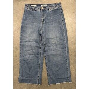 Tribal Jeans Audrey Mid-Rise Wide Leg Crop Denim Jeans Womens Sz 6